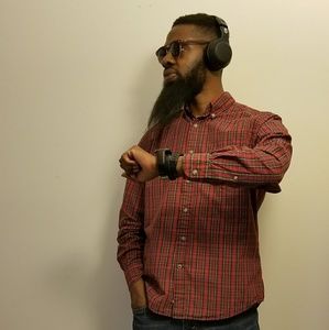 Men's Button Up Shirt Red Plaid St John's Bay